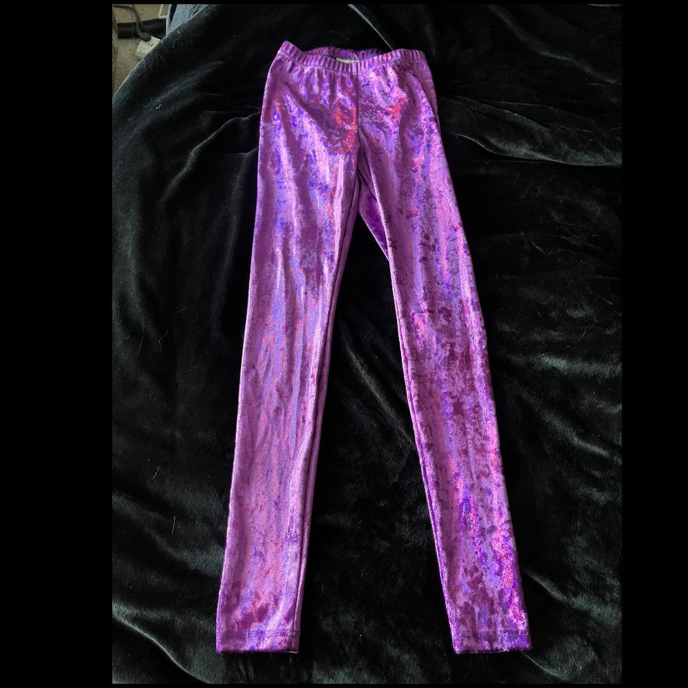 PINK HOLOGRAPHIC CRUSHED VELVET LEGGINGS